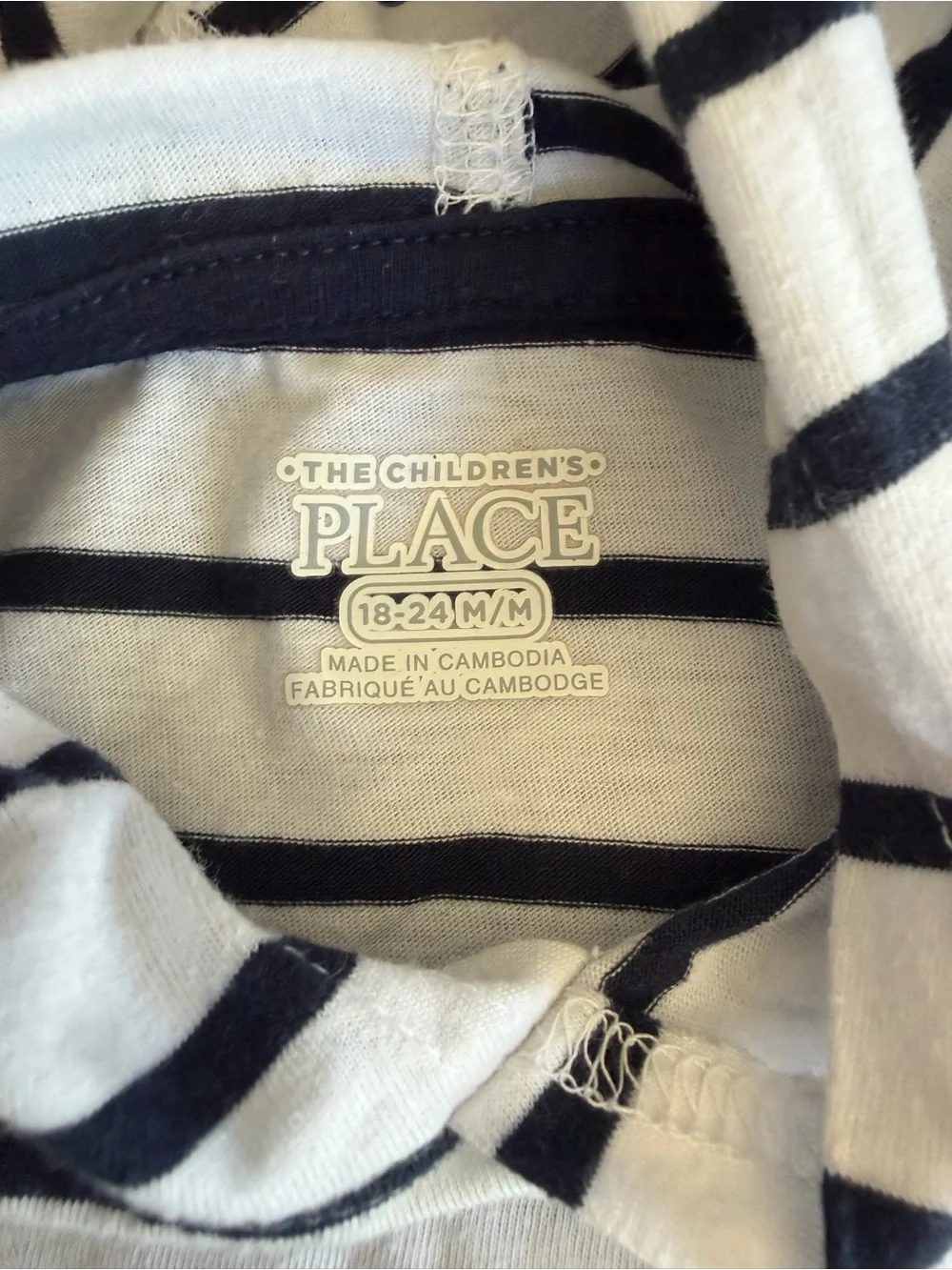 The Children's Place White & Navy Striped Hooded Top